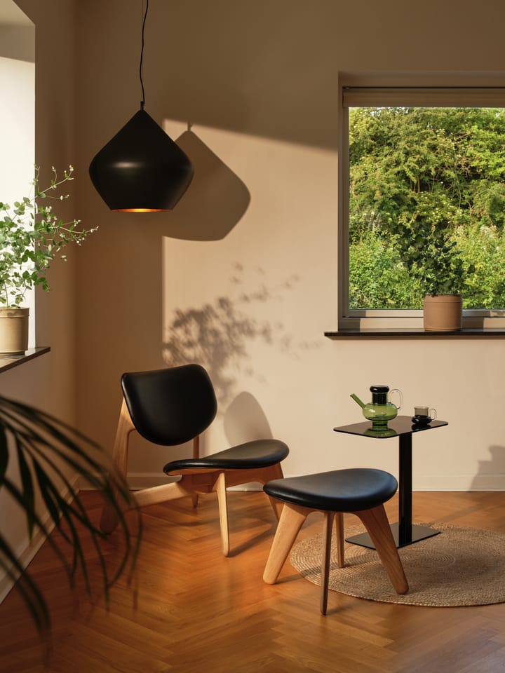 Slab loungestol polstret sete, Natural oak-black leather Tom Dixon