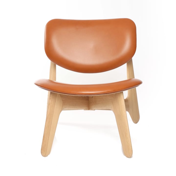 Slab loungestol polstret sete - Natural oak-cognac leather - Tom Dixon