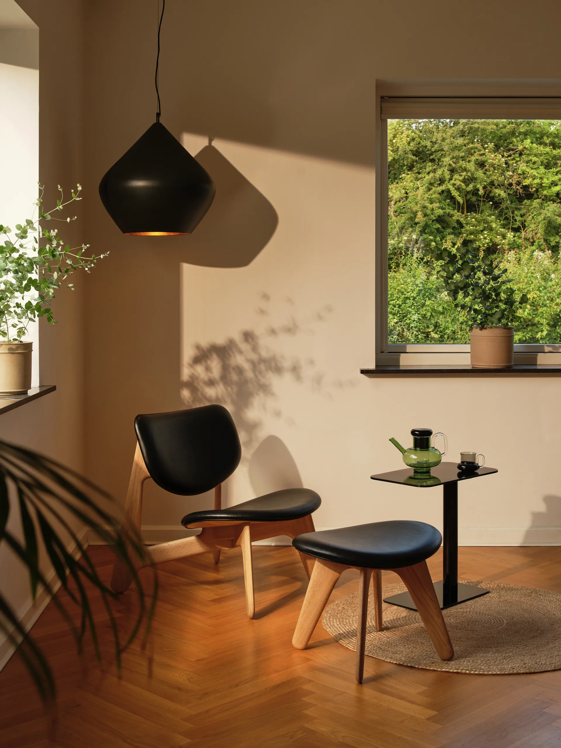 Slab puff 45x55 cm, Natural oak-black leather Tom Dixon