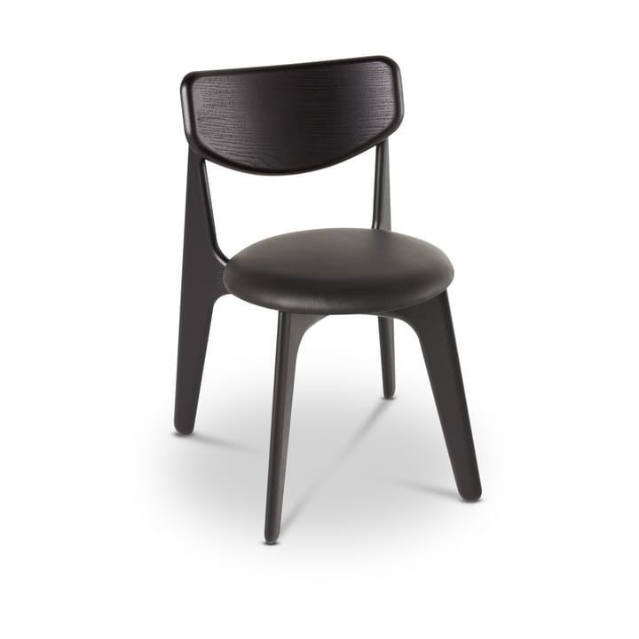 Slab spisestol polstret sete - Black oak-black leather - Tom Dixon