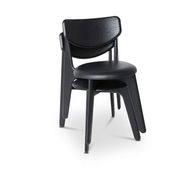 Slab spisestol polstret sete - Black oak-black leather - Tom Dixon