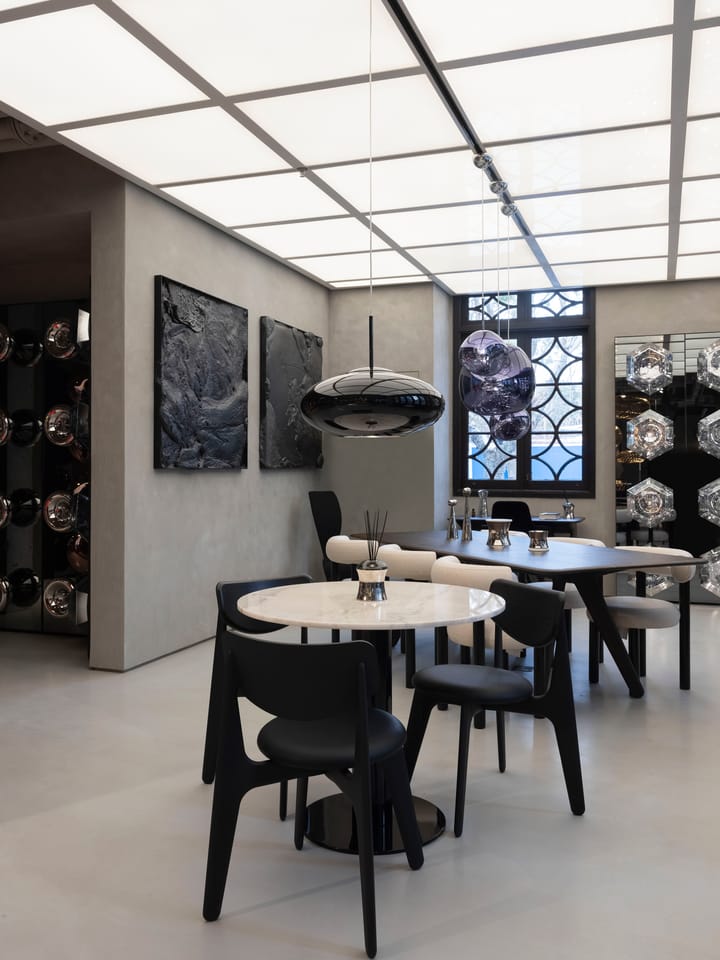 Slab spisestol polstret sete, Black oak-black leather Tom Dixon