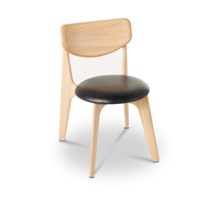 Slab spisestol polstret sete - Natural oak-black leather - Tom Dixon