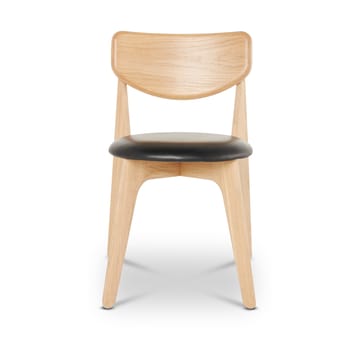 Slab spisestol polstret sete - Natural oak-black leather - Tom Dixon