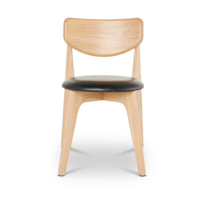 Slab spisestol polstret sete, Natural oak-black leather Tom Dixon
