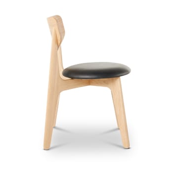 Slab spisestol polstret sete - Natural oak-black leather - Tom Dixon