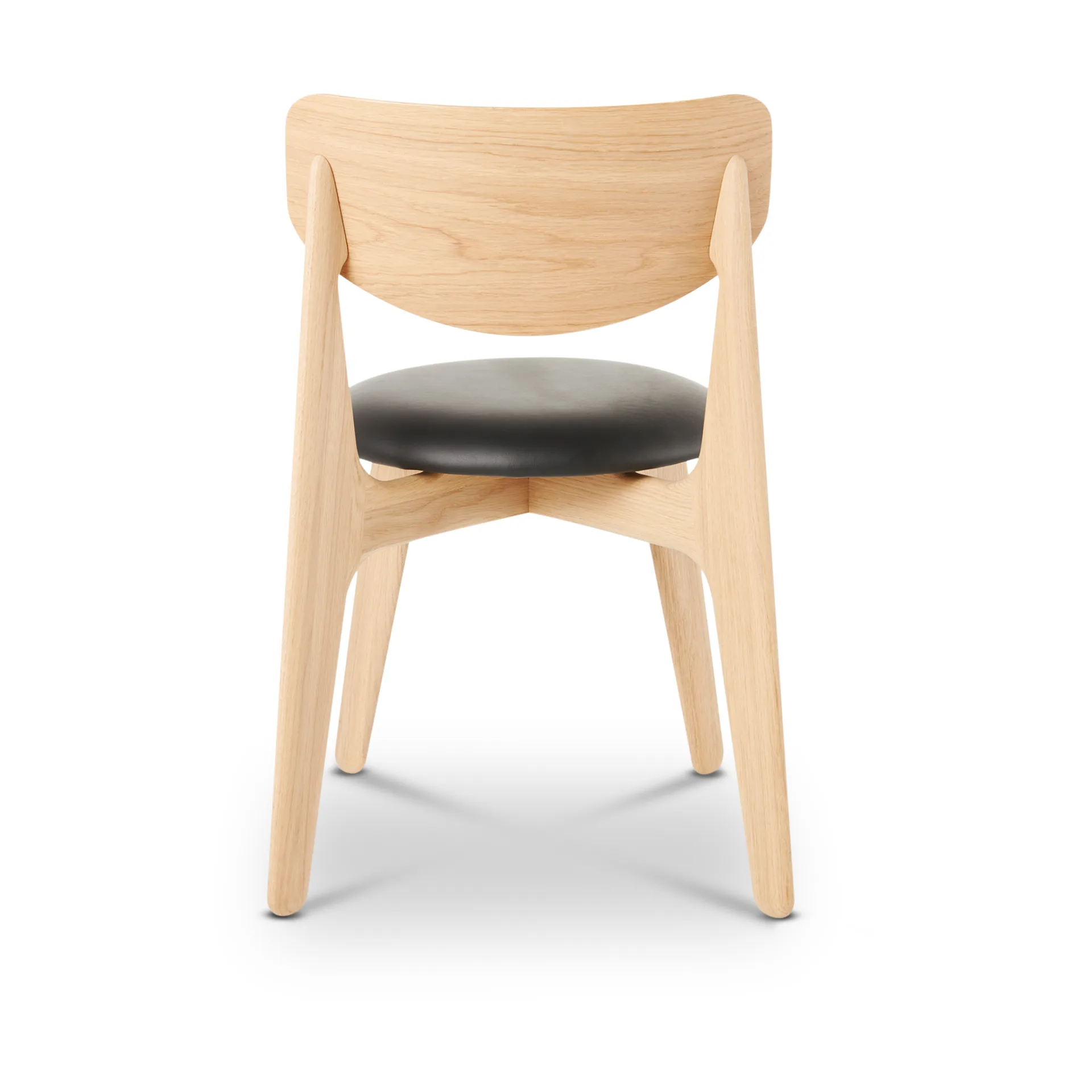 Slab spisestol polstret sete, Natural oak-black leather Tom Dixon