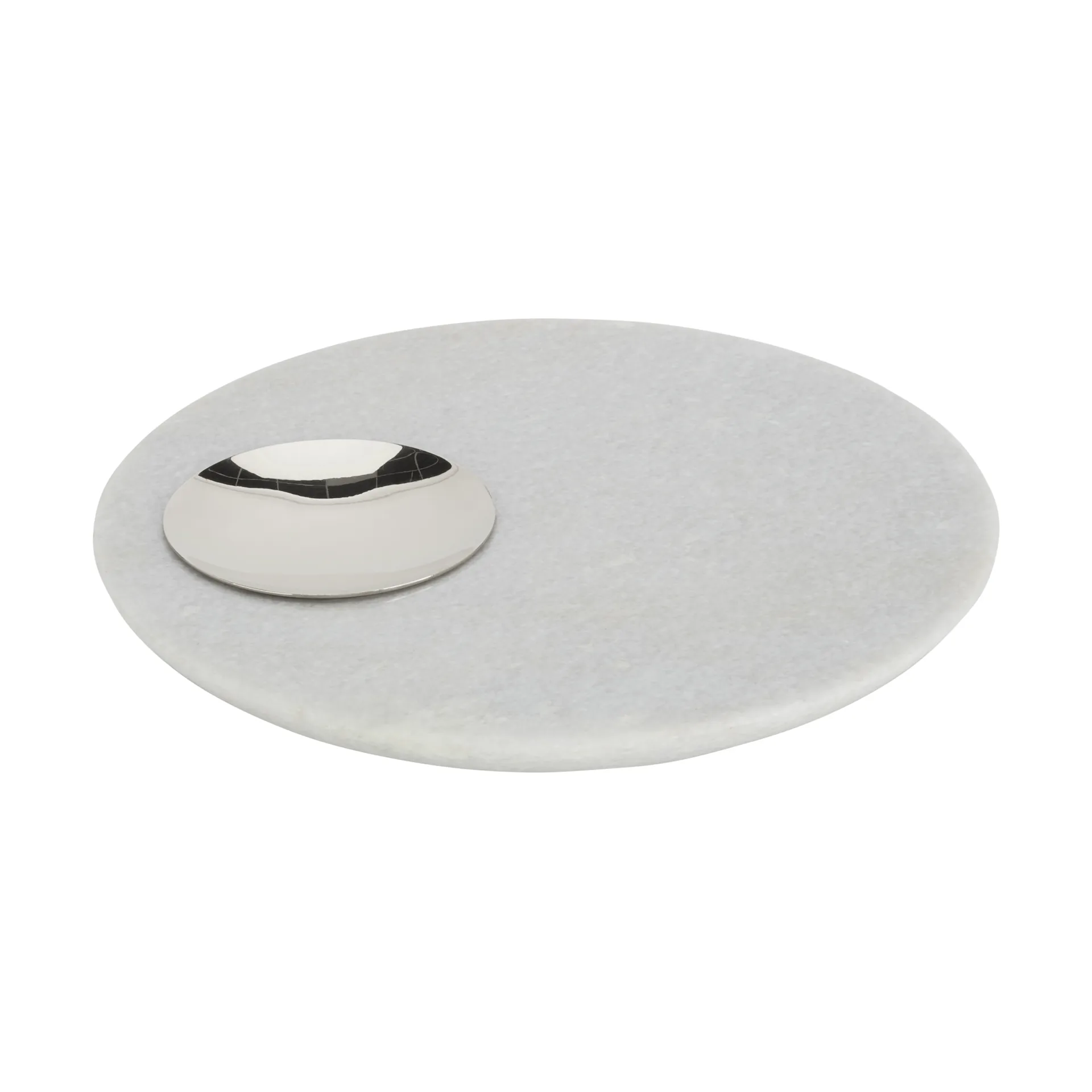 Stone serveringsbrett Ø22 cm, White marble-silver Tom Dixon