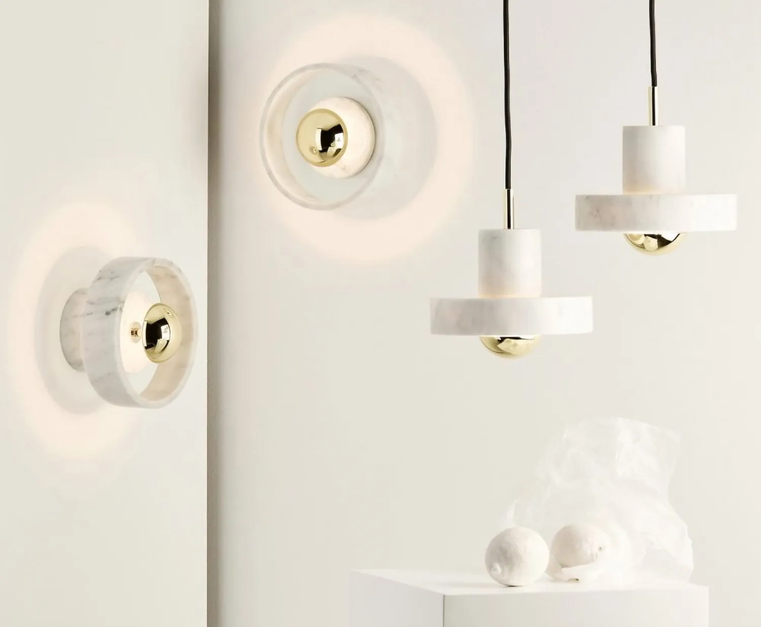 Stone Wall vegglampe, White marble Tom Dixon