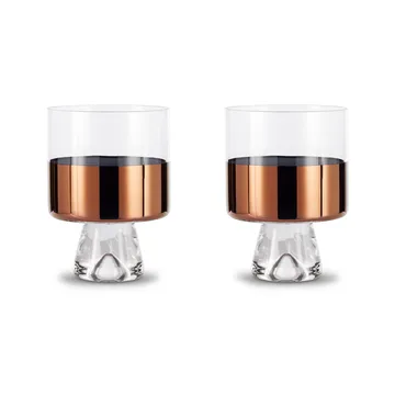 Tank Low Ball drikkeglass 24 cl 2-pakning - Clear-copper - Tom Dixon