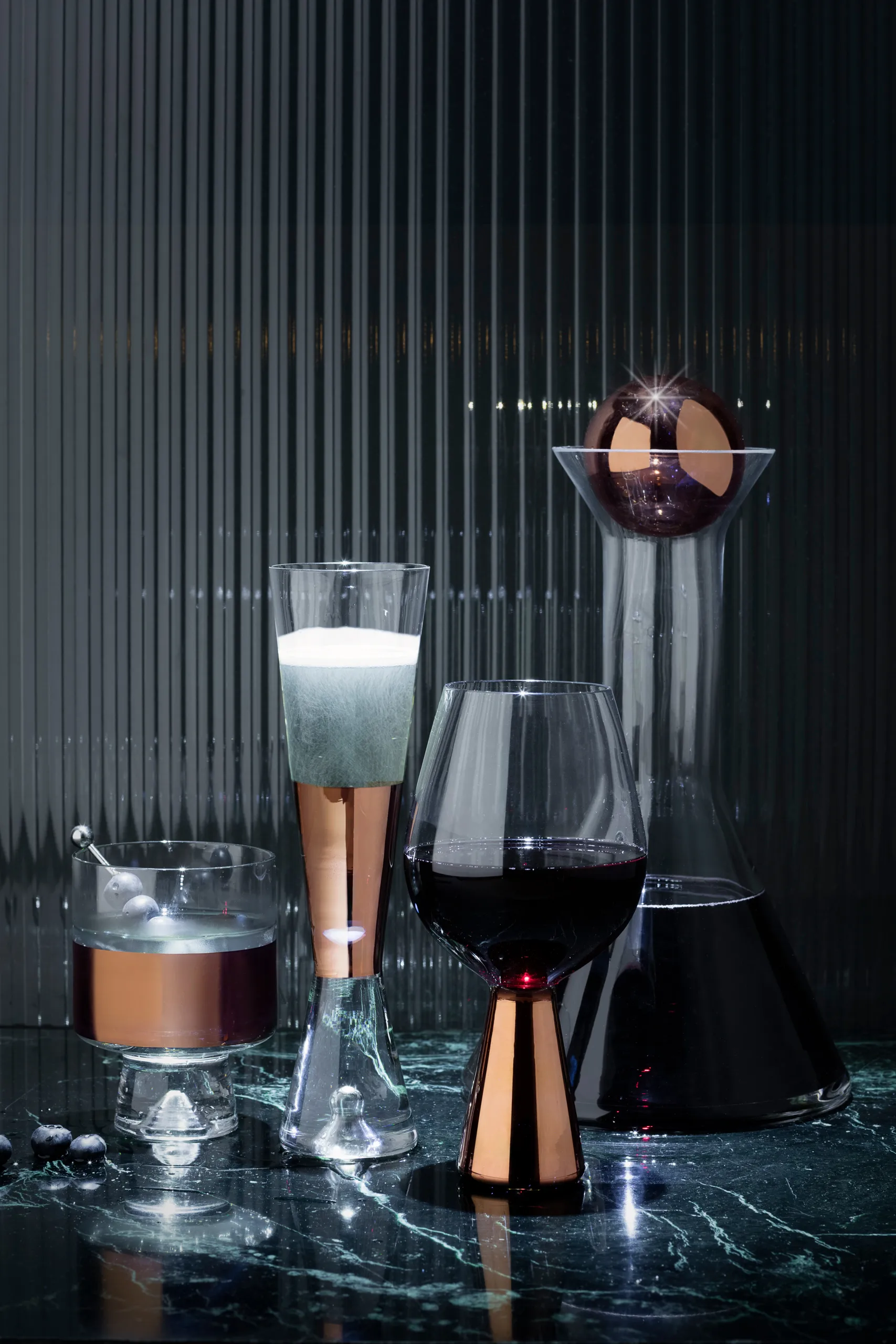 Tank Low Ball drikkeglass 24 cl 2-pakning, Clear-copper Tom Dixon