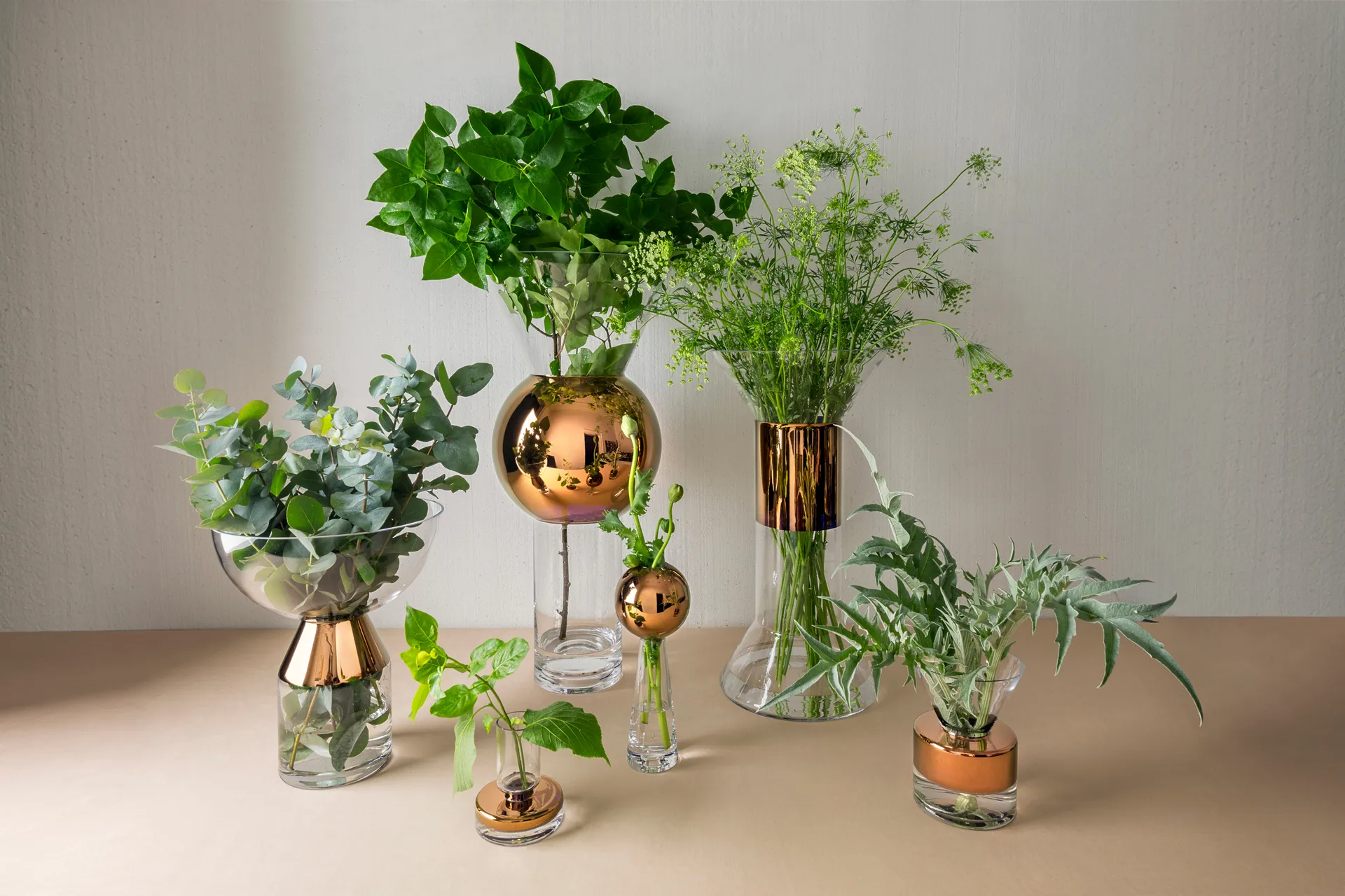 Tank vase large 36 cm, Clear-copper Tom Dixon