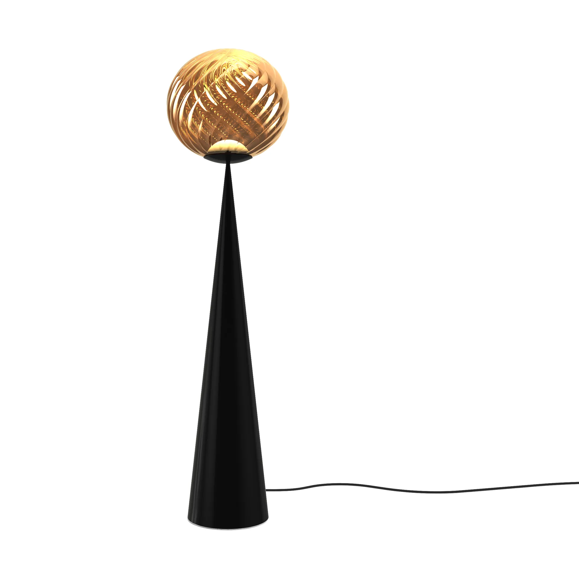 Whirl cone fat gulvlampe, Gold-black Tom Dixon
