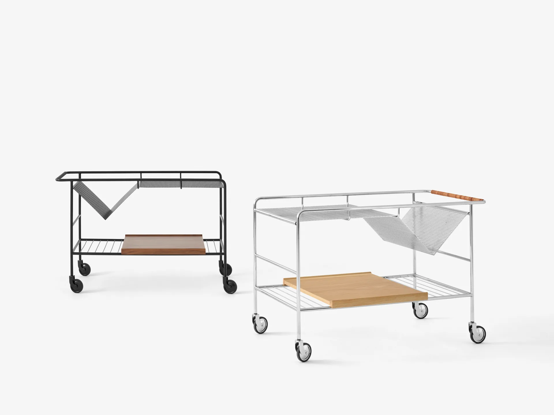 Alima oppbevaringsvogn lakkert valnøtt, Chrome & lacquered walnut &Tradition