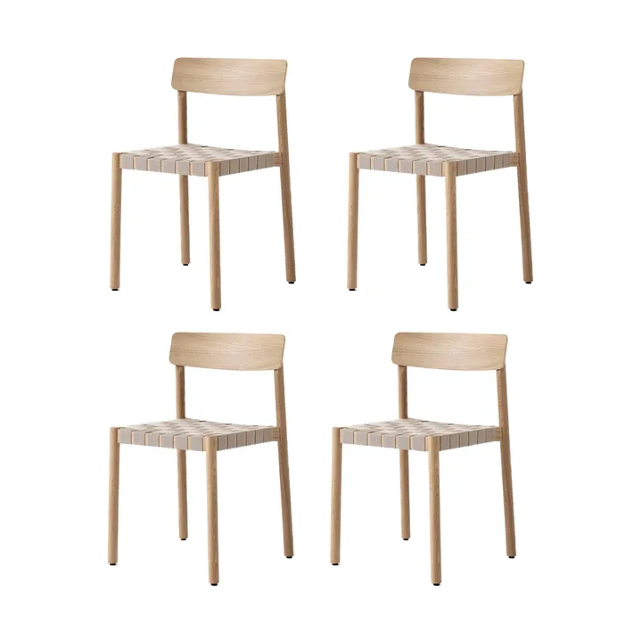 Betty TK1 stol, Eik-naturflettet linnebåndsete, 4-pakning - &Tradition