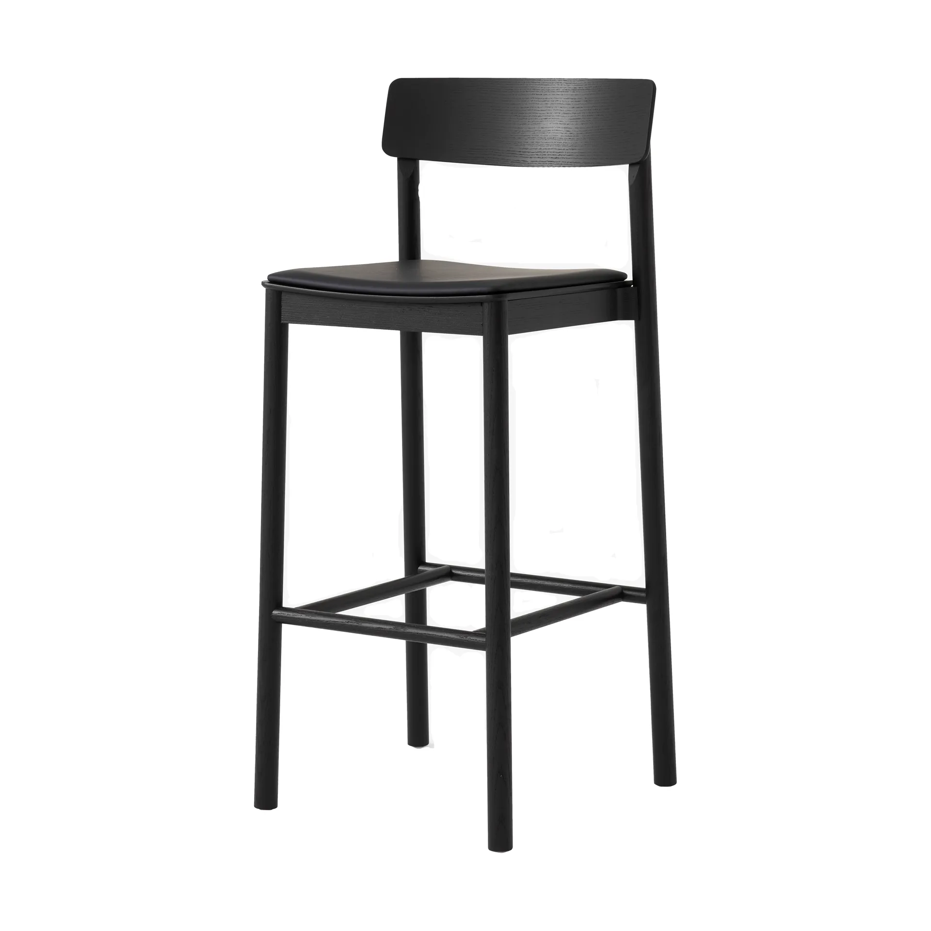 Betty TK17 Bar Chair barkrakk 75 cm, Noble svart skinn-svartlakkert ask &Tradition