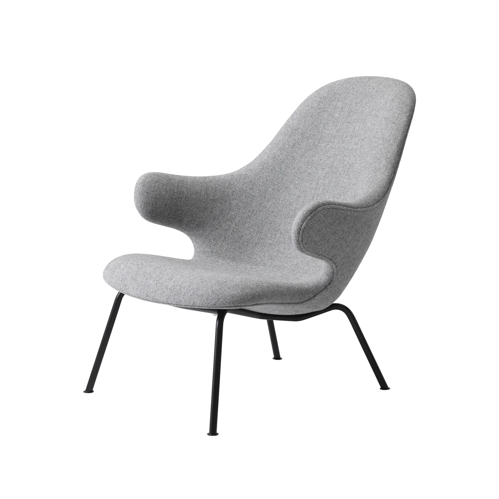 Catch JH14 loungestol, tekstil hallingdal 110 grey, sortlakkert stålunderstell &Tradition