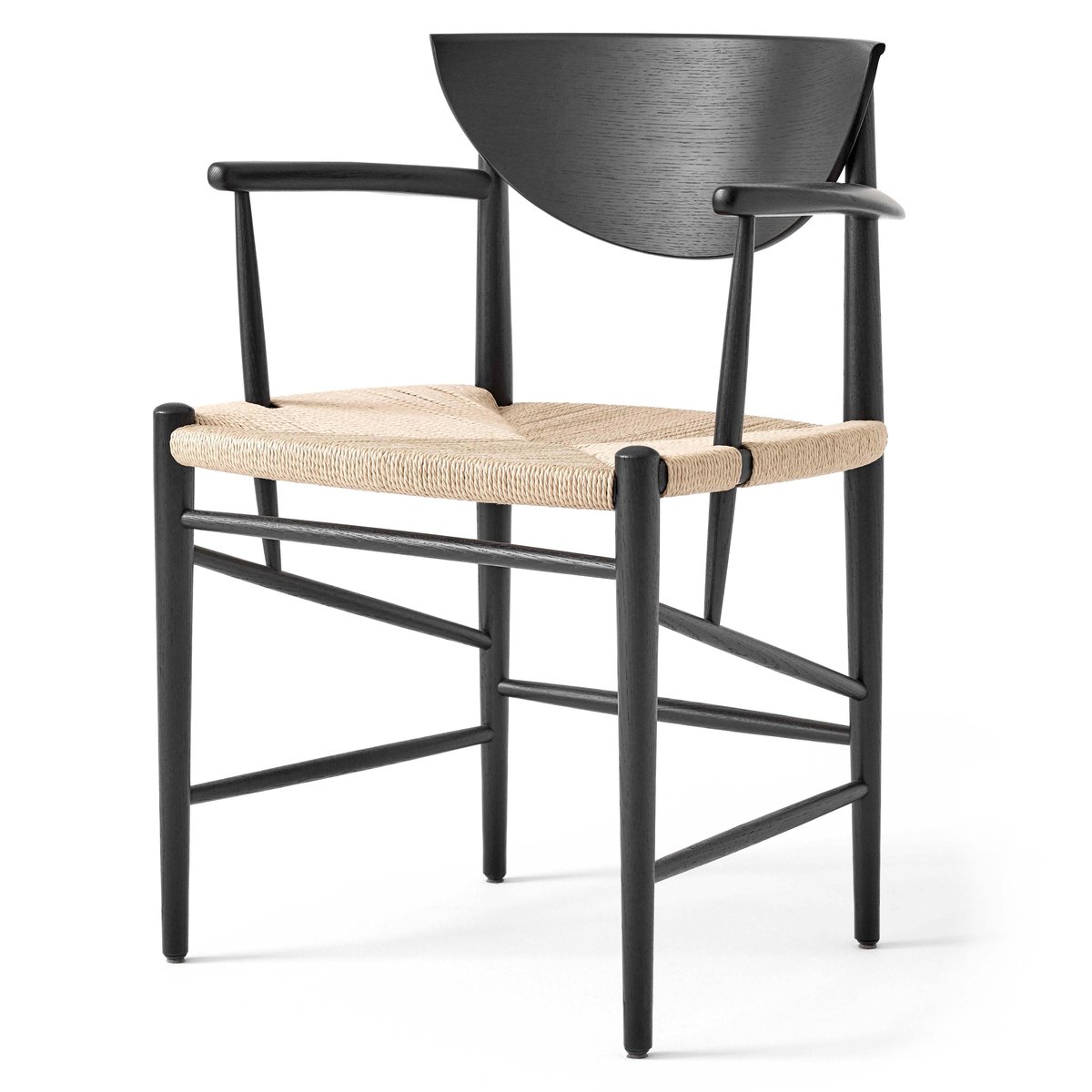&Tradition - Drawn HM4 Black Lacquered Oak / Paper Cord - Spisestoler - Hvidt & Mølgaard - Svart - Papir/Tre