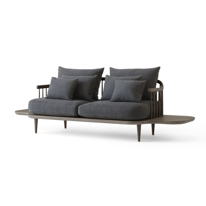 Fly SC3 sofa - Tekstil hot madison 093 mørkegrå, røykoljet eikestativ og sidebord - &Tradition