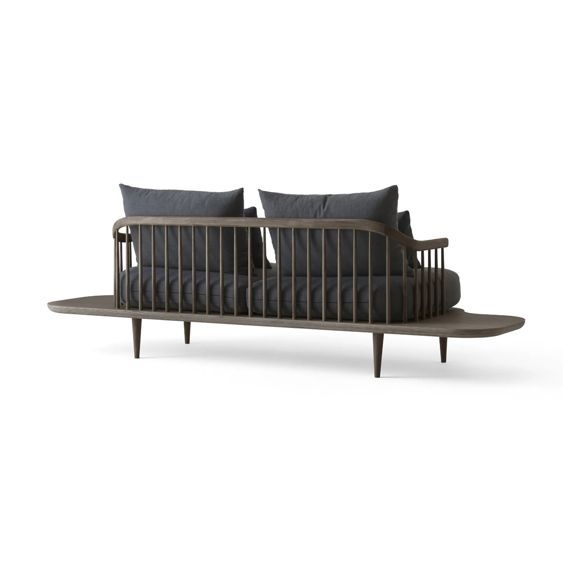 Fly SC3 sofa, Tekstil hot madison 093 mørkegrå, røykoljet eikestativ og sidebord &Tradition
