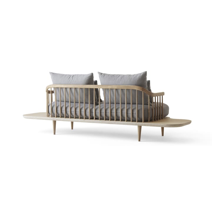 Fly SC3 sofa, Tekstil hot madison 094 lysegrå, hvitoljet eikestativ og sidebord &Tradition