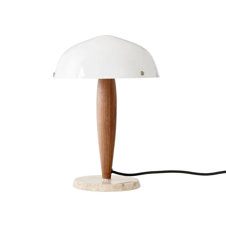Herman SHY3 bordlampe - walnut & cream marble, tekstilledning - &Tradition