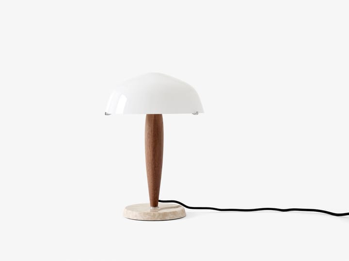 Herman SHY3 bordlampe, walnut & cream marble, tekstilledning &Tradition