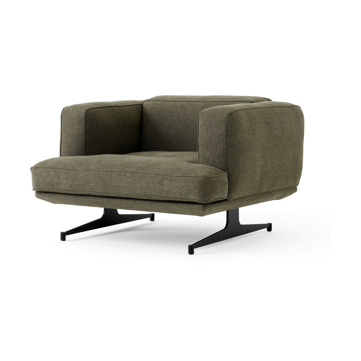 &Tradition - Inland AV21 1-seters sofa varm svart ben clay 0014 - Lenestoler - Grønn - Metall/Tre/Tekstilmateriale/Skum/Plast