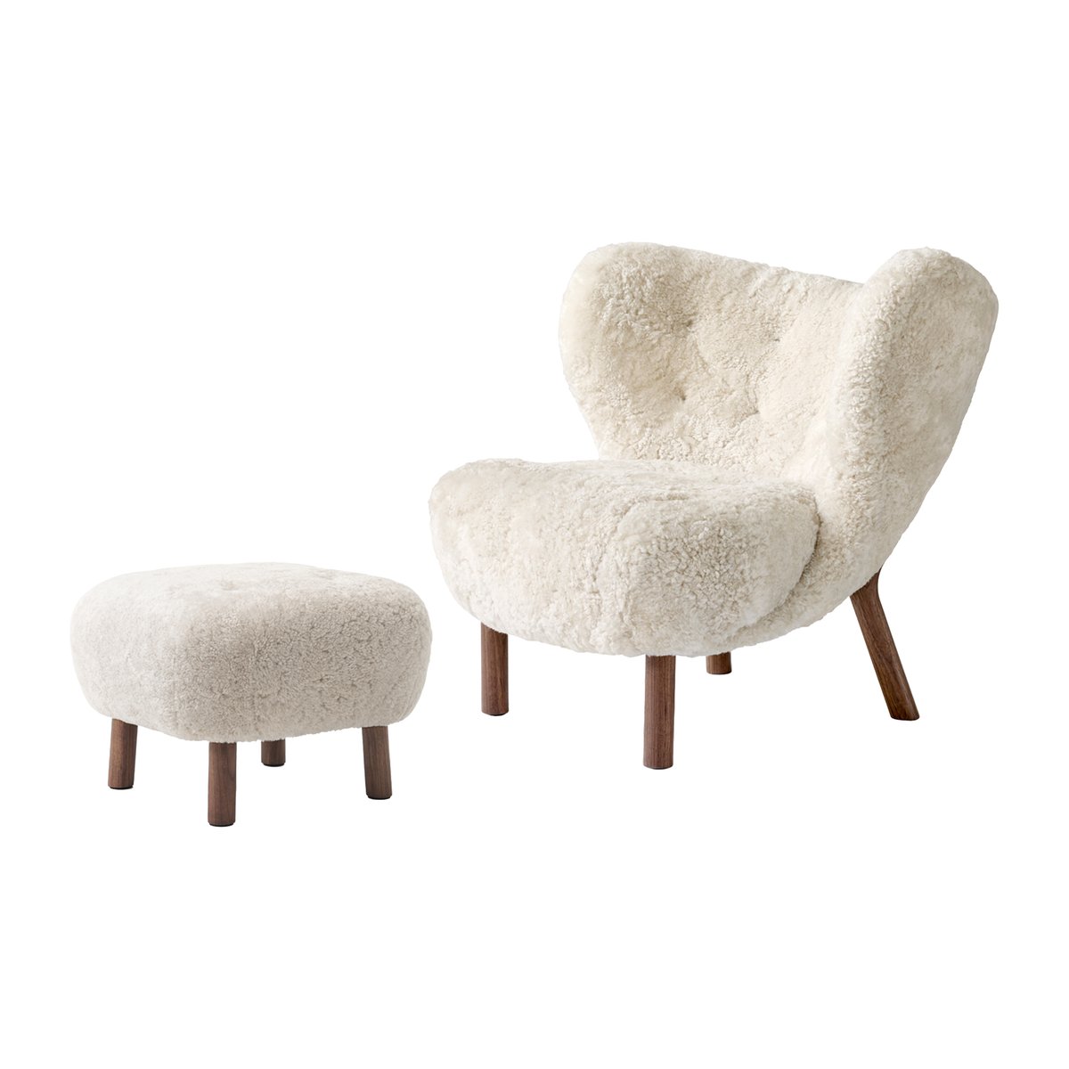 Bilde av &Tradition Little Petra VB1 lenestol inkl. pouf ATD1 Oljet valnøtt-Moonlight