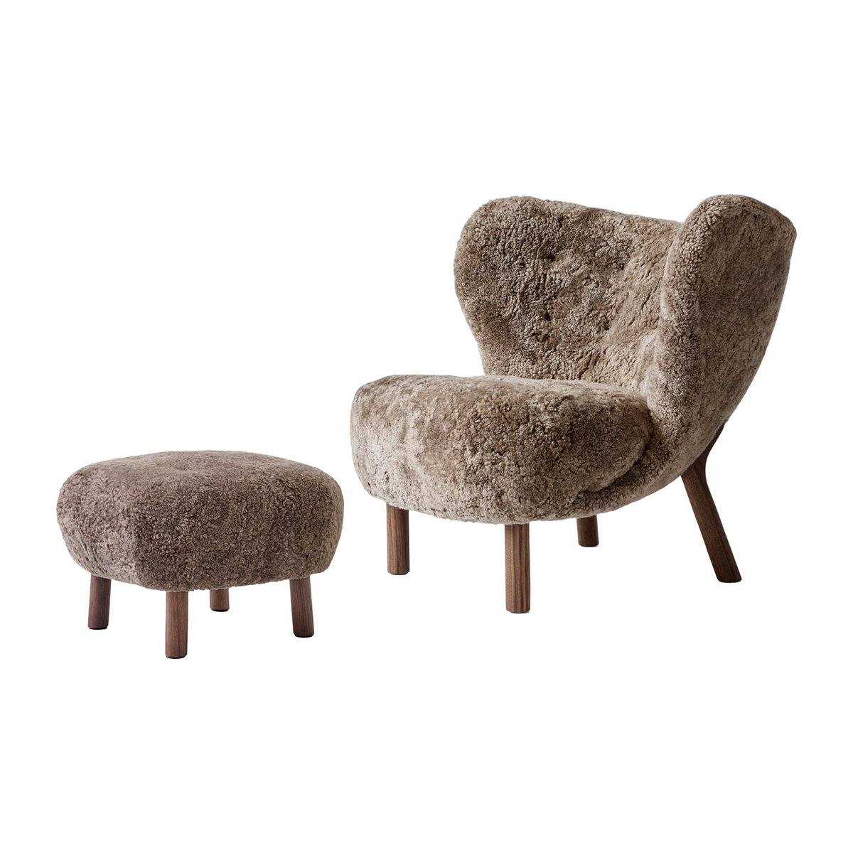 Bilde av &Tradition Little Petra VB1 lenestol inkl. pouf ATD1 Oljet valnøtt-Sahara