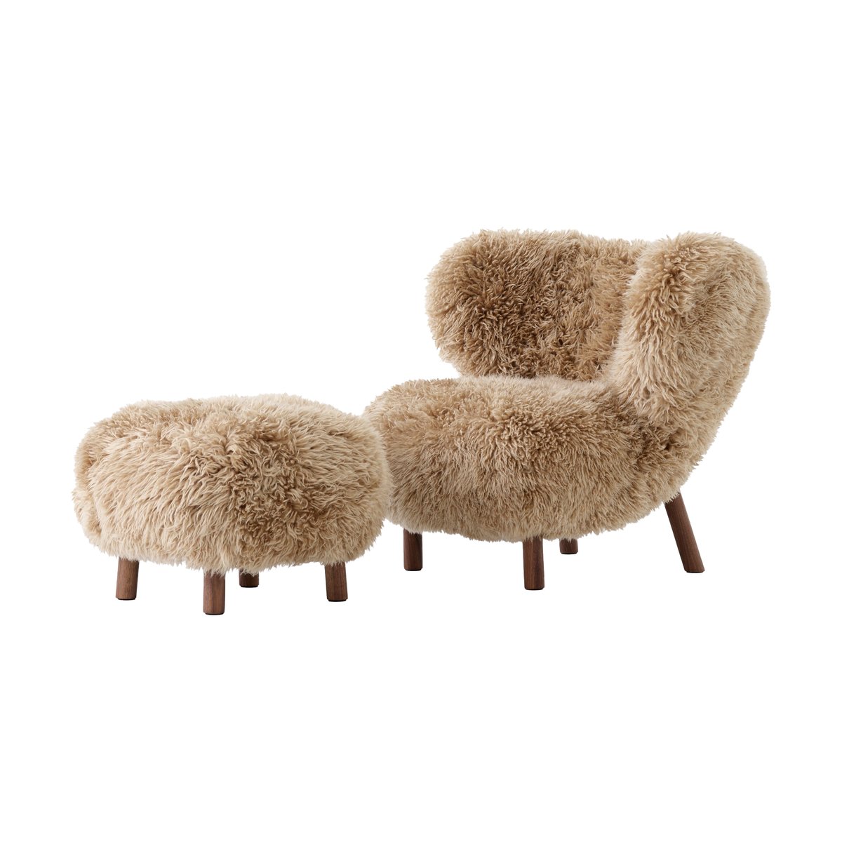 &Tradition Little Petra VB1 lenestol inkl. pouf ATD1 Oljet valnøtt-Sheepskin honey