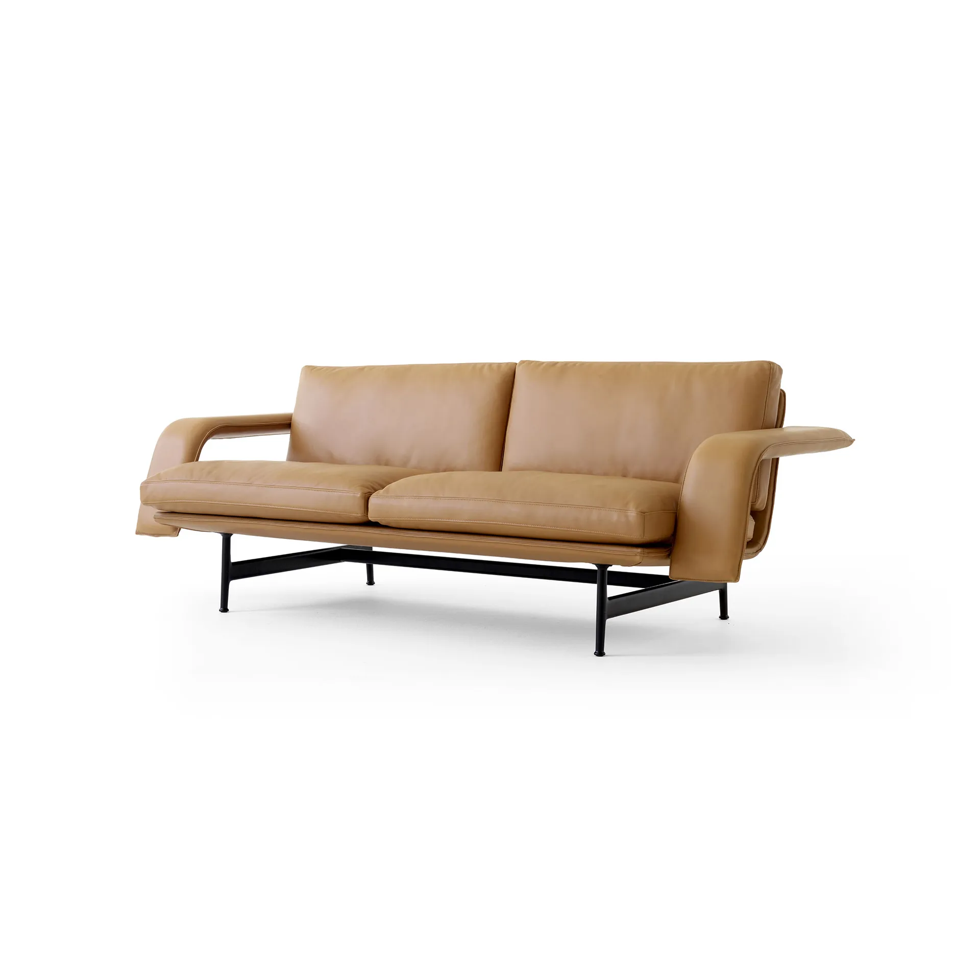 Meantime AV30 2-seters sofa, Warm black-Noble leather Cognac &Tradition