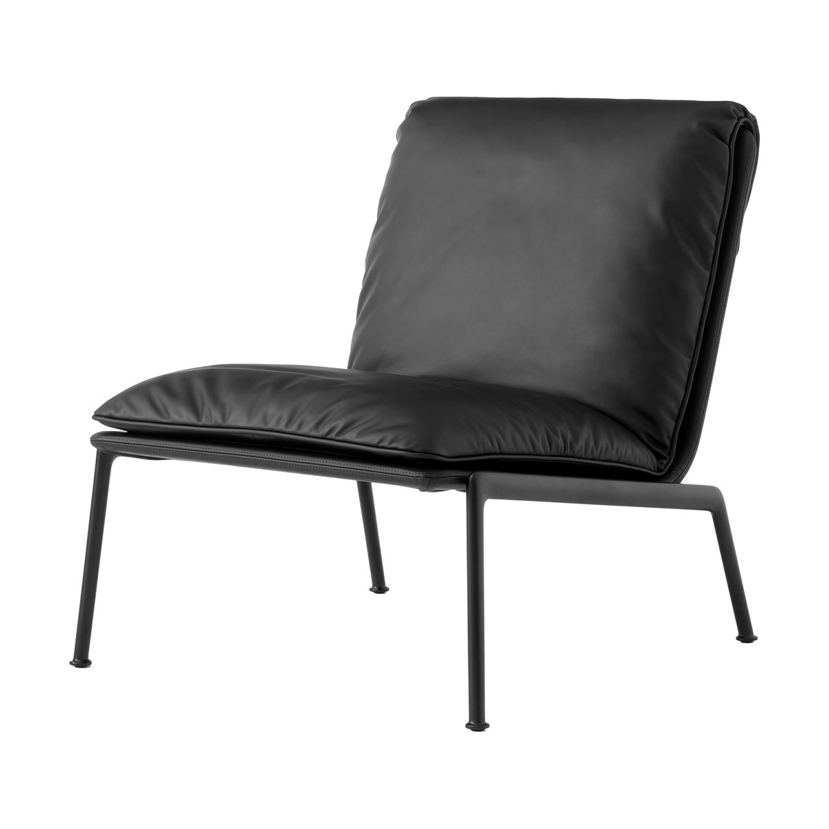 &Tradition Muno LN18 lounge lenestol Dark chrome-Noble leather Black