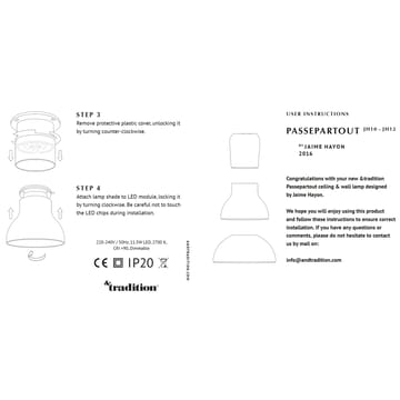 Passepartout JH12 lampe fastmontert - Gull - &Tradition