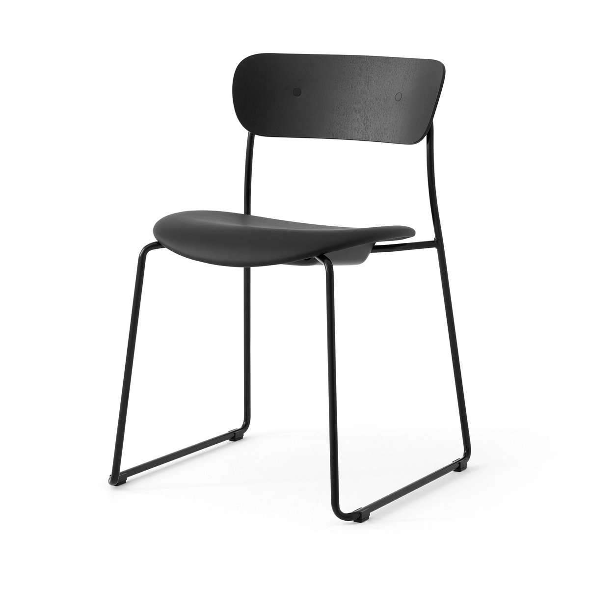 &Tradition Pavilion AV52 stol polstret sete Black-Noble leather Black