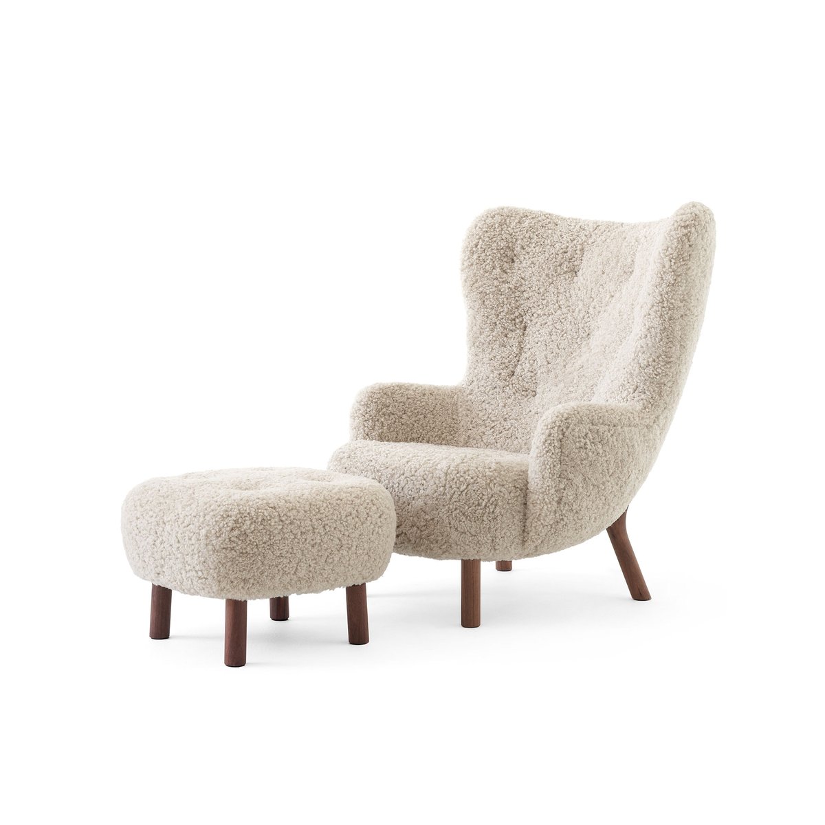 &Tradition Petra VB3 High lenestol inkl. puff ATD1 Oljet valnøtt-Sheepskin Moonlight