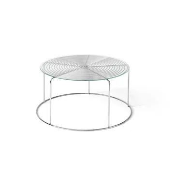 Wire VP17 sofabord - Rustfritt stål-glass, Ø74x36 cm - &Tradition