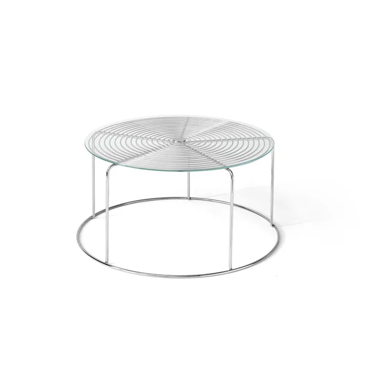 Wire VP17 sofabord - Rustfritt stål-glass, Ø74x36 cm - &Tradition