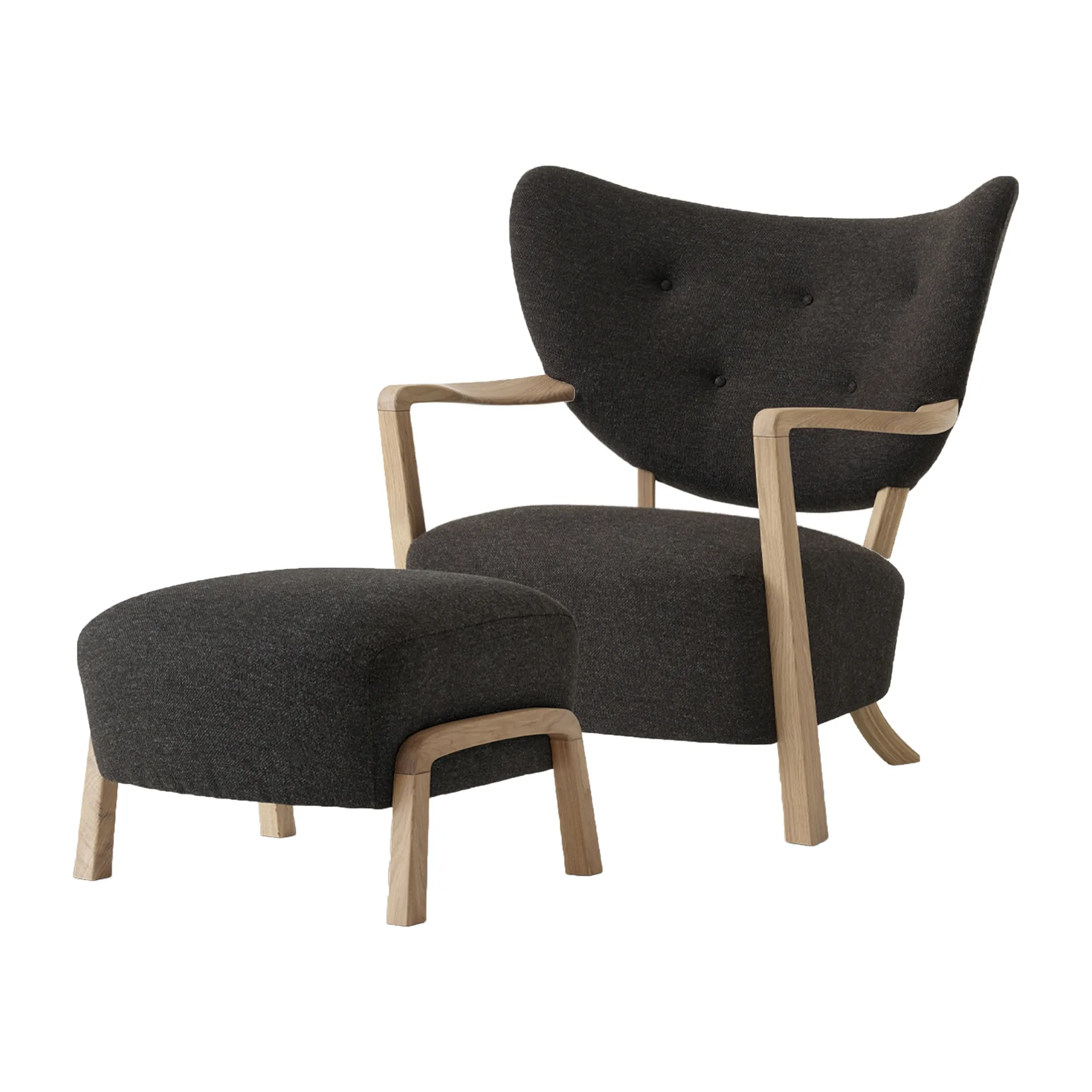 Wulff Lounge Chair ATD2 lenestol inkl. puff ATD3, Oljet eik-Hallingdal &Tradition