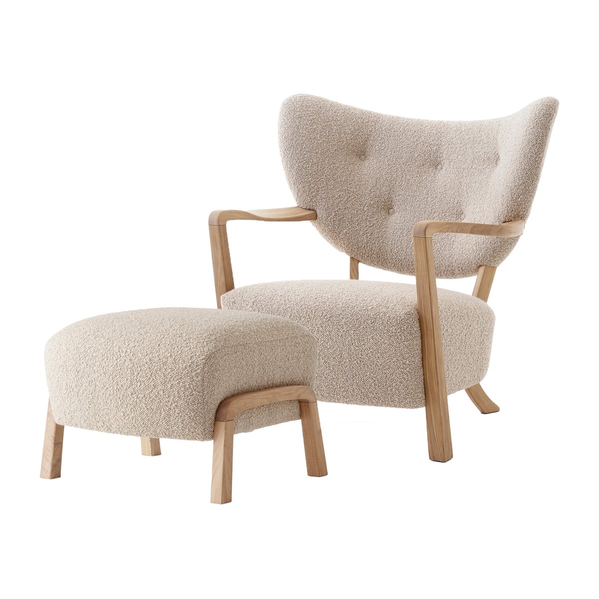 Bilde av &Tradition Wulff Lounge Chair ATD2 lenestol inkl. puff ATD3 Oljet eik-Karakorum