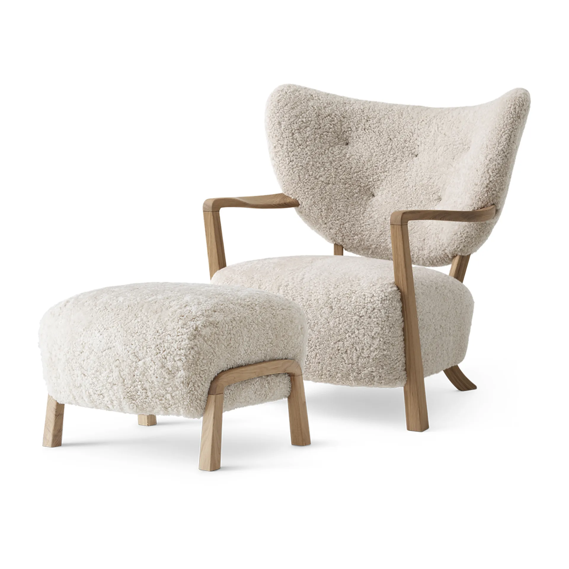Wulff Lounge Chair ATD2 lenestol inkl. puff ATD3, Oljet eik-Moonlight &Tradition