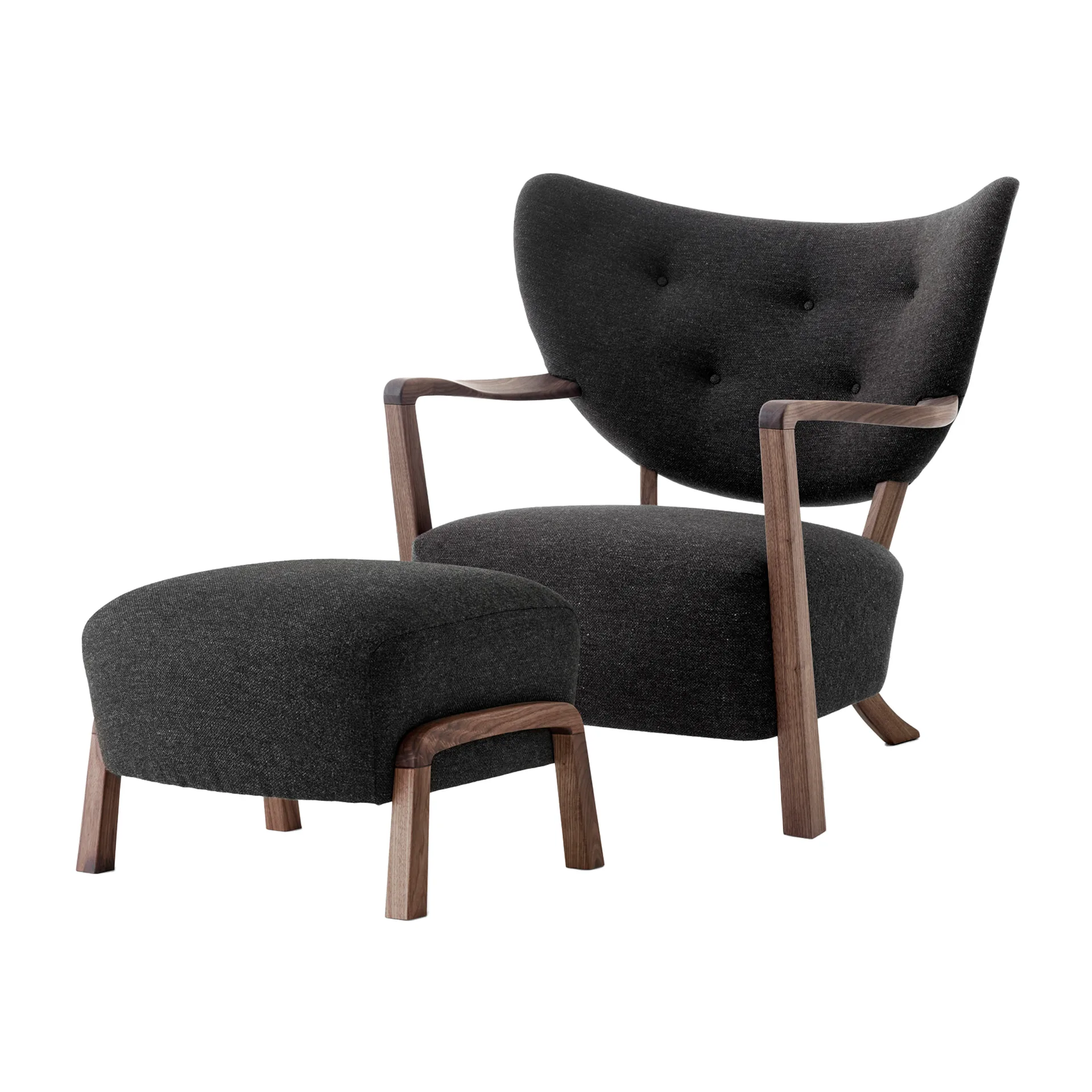 Wulff Lounge Chair ATD2 lenestol inkl. puff ATD3, Oljet valnøtt-Hallingdal &Tradition