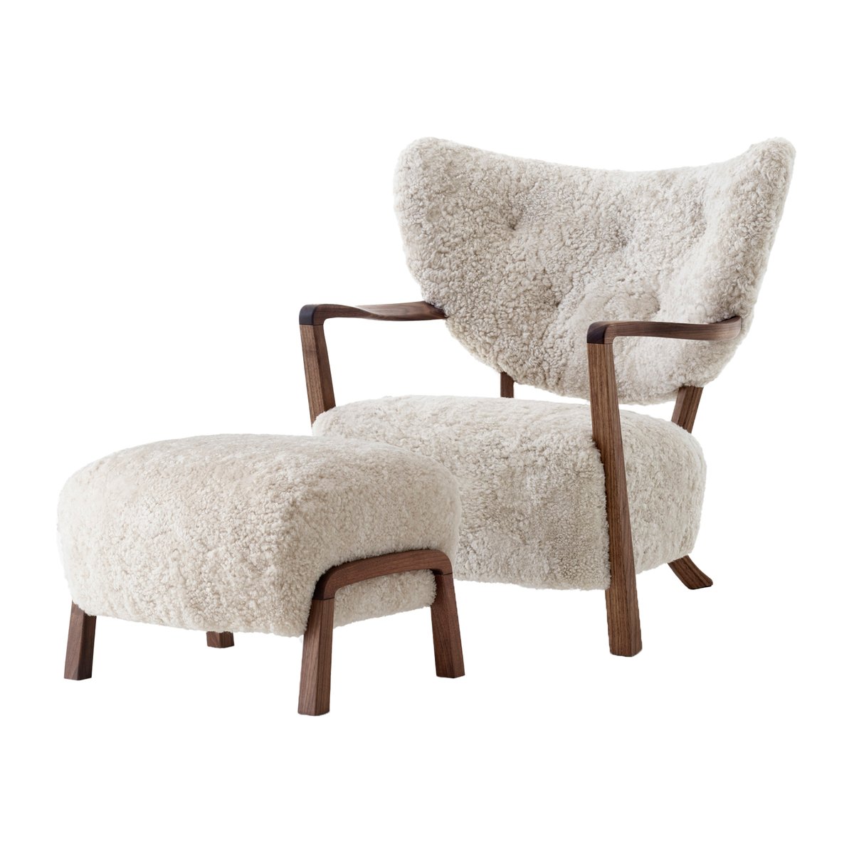 Bilde av &Tradition Wulff Lounge Chair ATD2 lenestol inkl. puff ATD3 Oljet valnøtt-Moonlight
