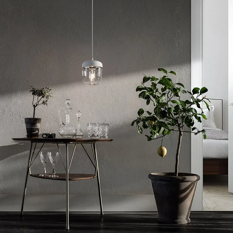 Acorn lampeskjerm hvit, polert stål Umage