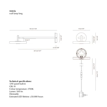 Asteria Wall vegglampe - Long, Nuance mist-chrome - Umage