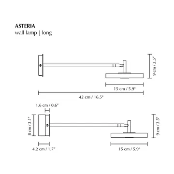 Asteria Wall vegglampe - Long, Polished steel - Umage