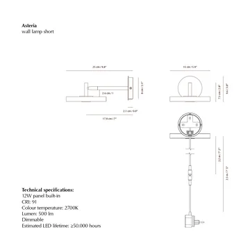 Asteria Wall vegglampe - Short, Nuance rose-chrome - Umage