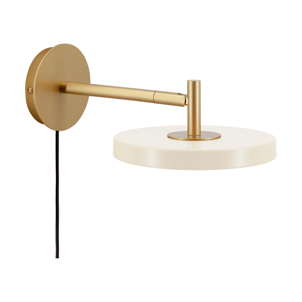Asteria Wall vegglampe, Short, Pearl white-brass Umage