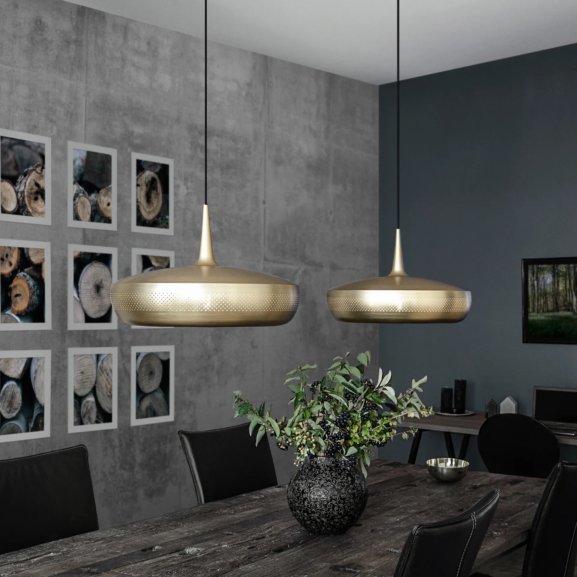 Clava Dine taklampe Ø43 cm, Brushed brass Umage