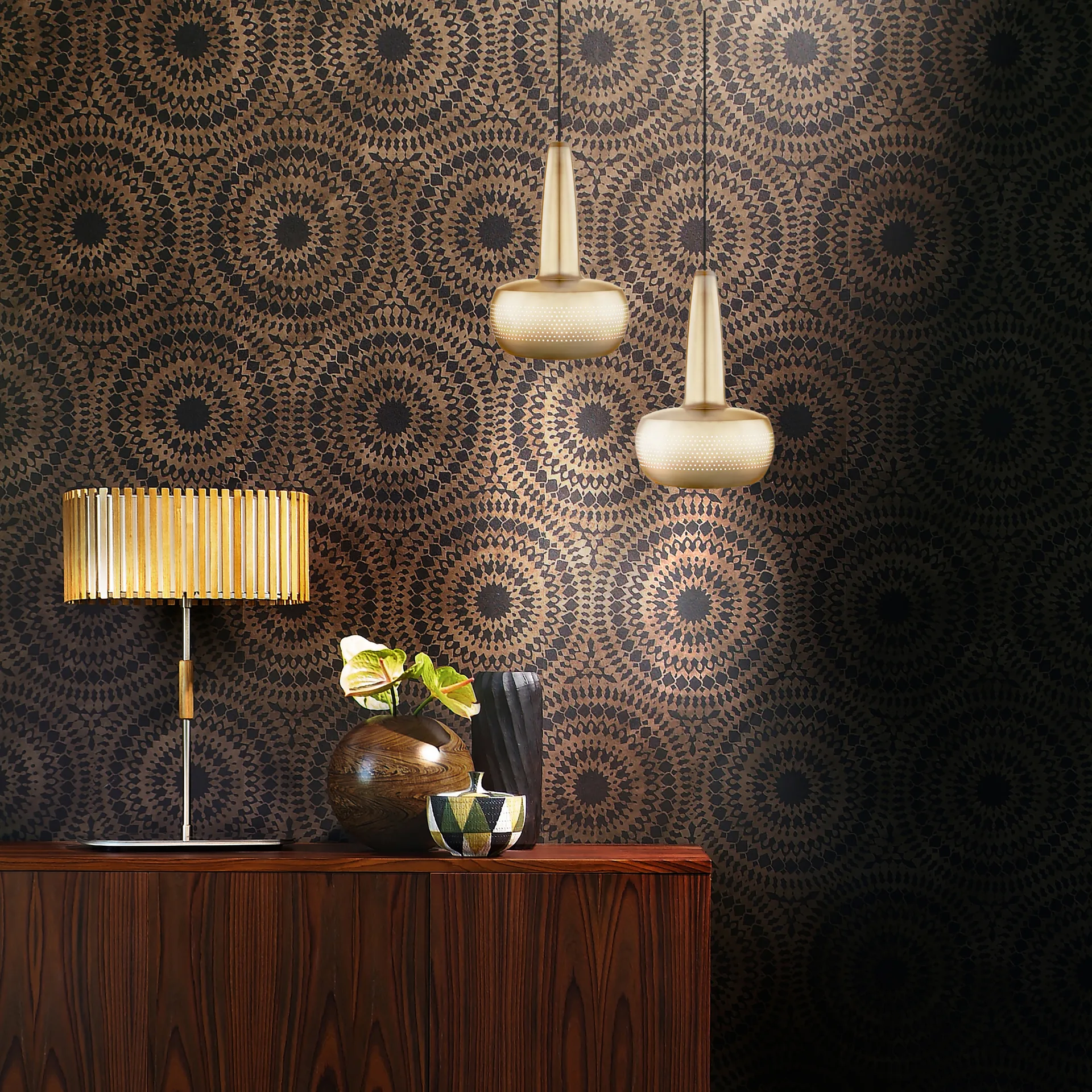 Clava taklampe Ø21,5 cm, Børstet messing Umage